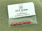 Ace Trains O Gauge LS2 Red Square Jewelled Square Loco Lamps Pack of Six Pack