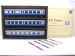 Ace Trains O Gauge C13-C BR Mark 1 Coaches x3 Set 2/3 Rail Boxed