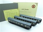 Ace Trains O Gauge C14A BR MK 1 Pullman Coaches x3 Set A Bxd 2/3 Rail Grey Roofs
