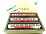 Ace Trains O Gauge C21E BR Bulleid Blood & Custard x3 Coaches Set E Boxed