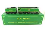 Ace Trains O Gauge E9 SR Malachite Green Bulleid Pacific 4-6-2 Loco & Tender "Padstow" R/N 21C108 Electric 2/3 Rail Bxd